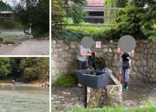 TURISTIČNI ALL INCLUSIVE PO BOVŠKO? V tradicionalnih koritih s pitno vodo perejo opremo za vodne športe (FOTO)