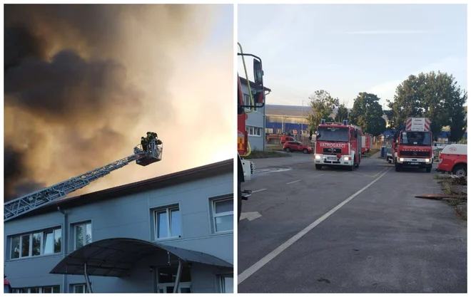 Obsežen požar blizu Slovenije: ogenj uničil skladišče barv in lakov, gasilci preprečili še večjo škodo (FOTO)
