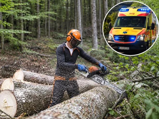 Grozljiva nesreča v gozdu v občini Zagorje ob Savi: dva huje poškodovana, med reševanjem jo je skupila še gasilka
